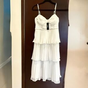 Lulus White Pleated Strapless Dress, Size S